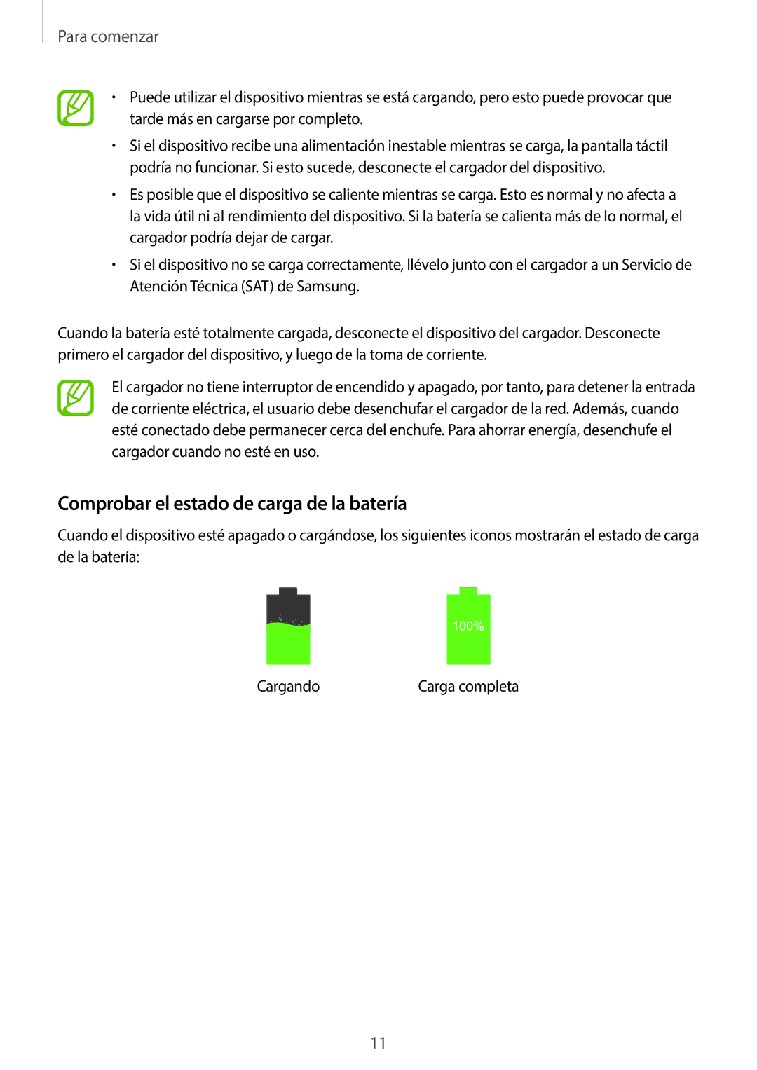 Samsung SM-T330NZWAPHE, SM-T330NYKAPHE manual Comprobar el estado de carga de la batería 