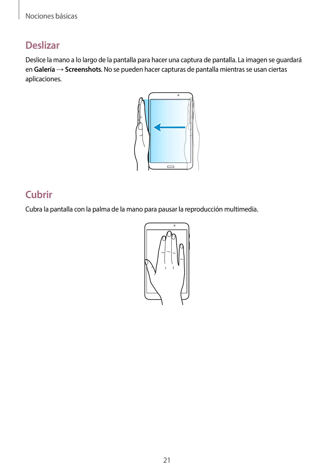 Samsung SM-T330NZWAPHE, SM-T330NYKAPHE manual Deslizar, Cubrir 