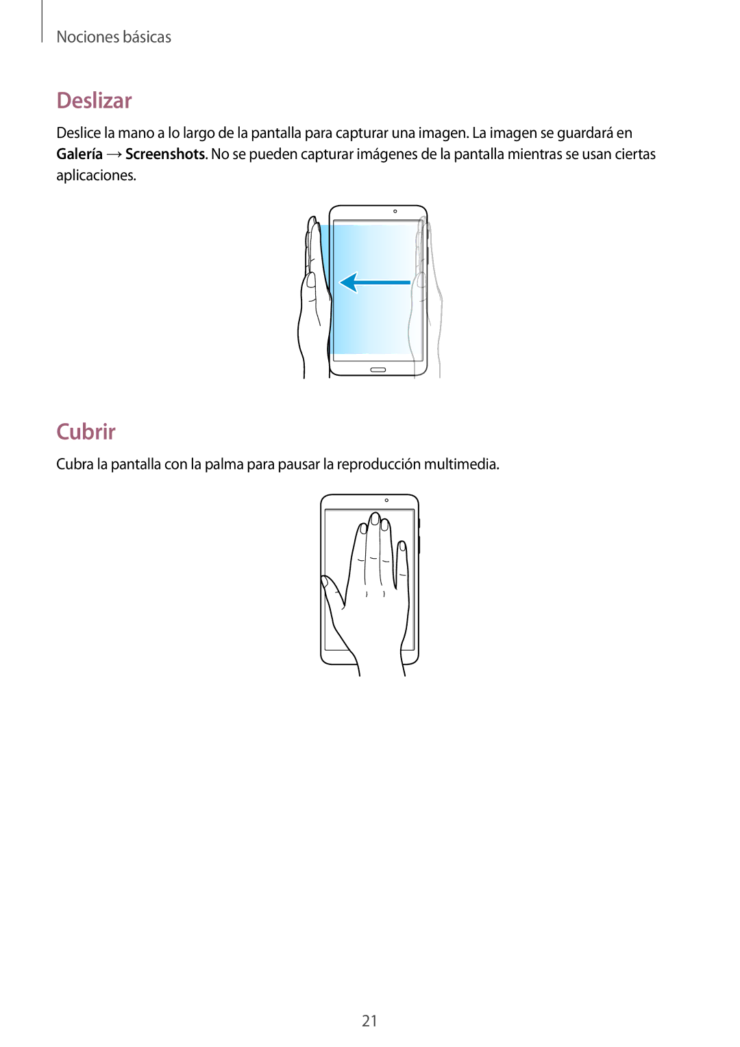 Samsung SM-T330NZWAPHE, SM-T330NYKAPHE manual Deslizar, Cubrir 