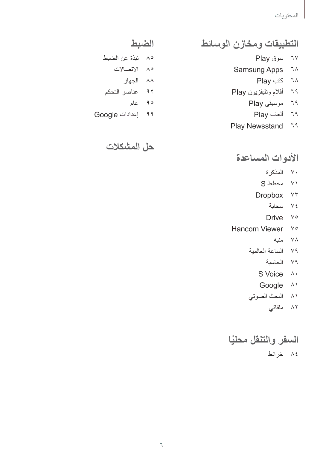 Samsung SM-T330NZWAKSA manual ايلحمً لقنتلاو رفسلا 