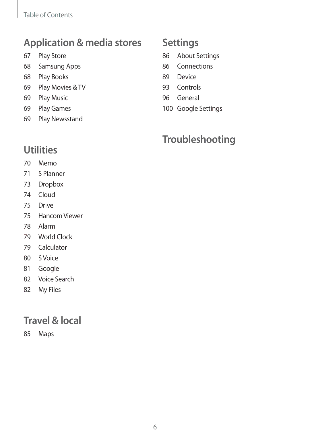 Samsung SM-T330NZWAKSA manual Travel & local 