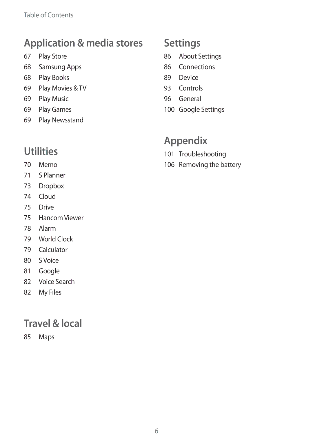 Samsung SM-T330NYKAPHE, SM-T330NZWATPH, SM-T330NYKADBT, SM-T330NYKATUR, SM-T330NZWADBT, SM-T330NZWATUR manual Travel & local 