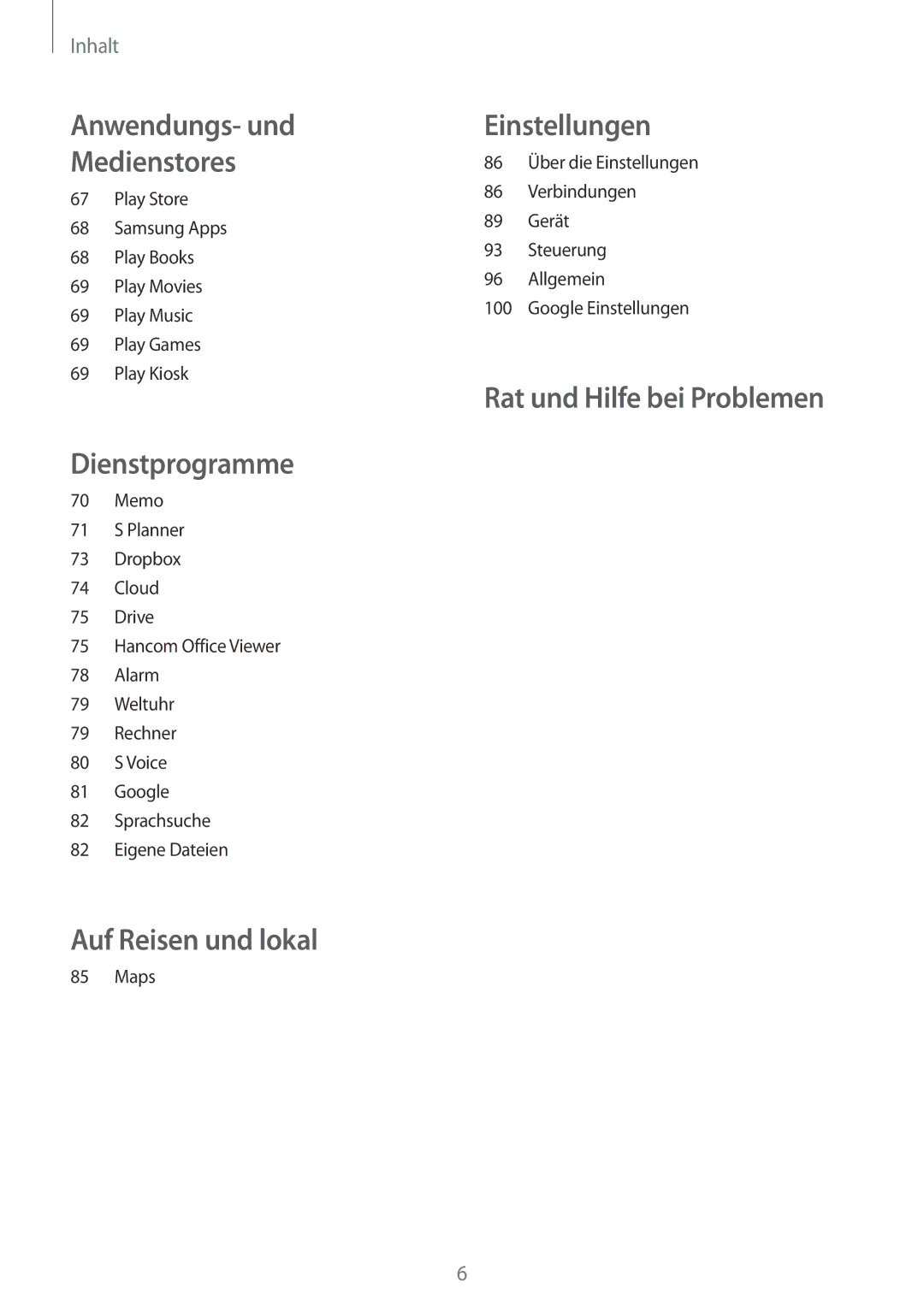 Samsung SM-T330NYKADBT, SM-T330NZWATPH, SM-T330NYKATUR, SM-T330NZWADBT, SM-T330NZWATUR manual Auf Reisen und lokal 