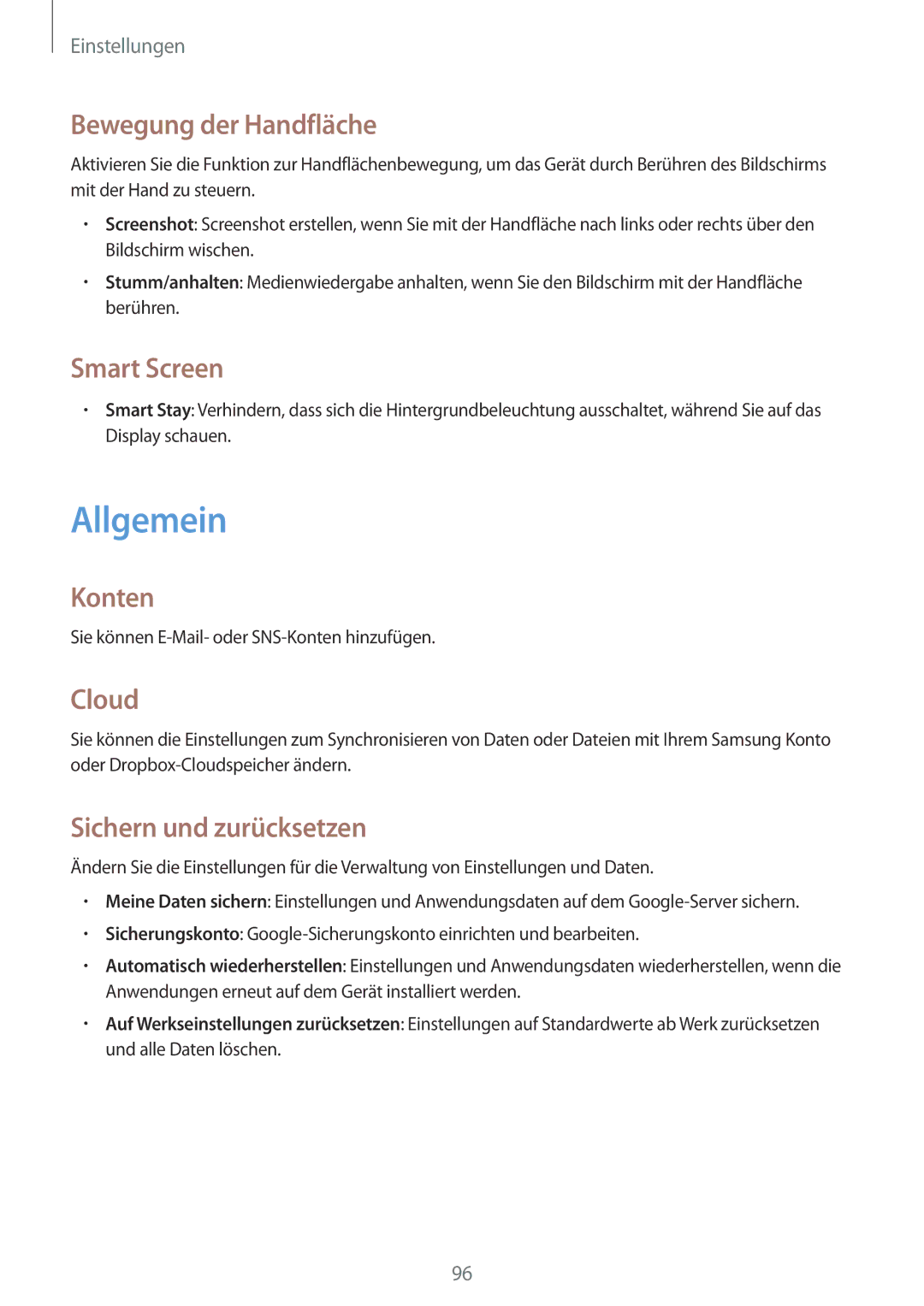 Samsung SM-T330NYKADBT, SM-T330NZWATPH, SM-T330NYKATUR, SM-T330NZWADBT, SM-T330NZWATUR manual Allgemein 