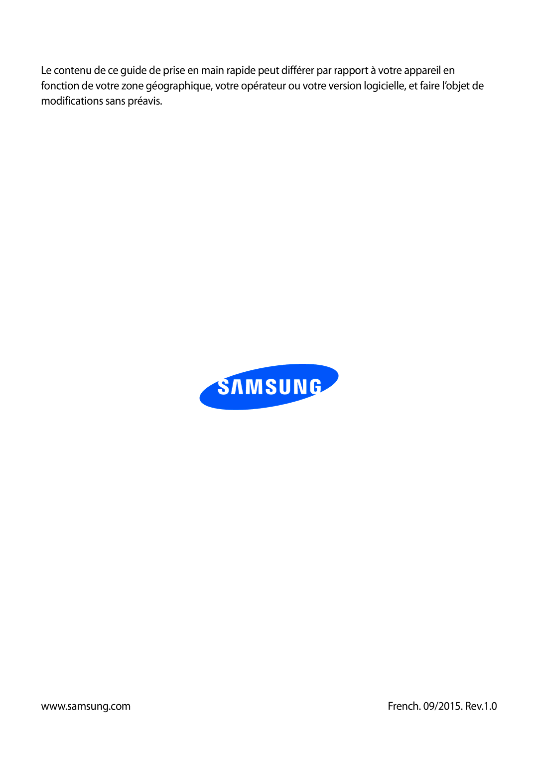 Samsung SM-T330NZWAXEF manual French /2015. Rev.1.0 