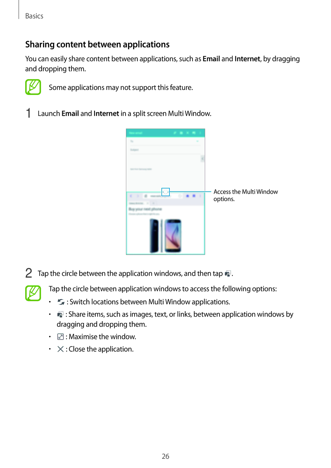 Samsung SM-T331NYKAXXV, SM-T331NYKAKSA, SM-T331NZWAXXV, SM-T331NYKASER, SM-T331NZWASER Sharing content between applications 