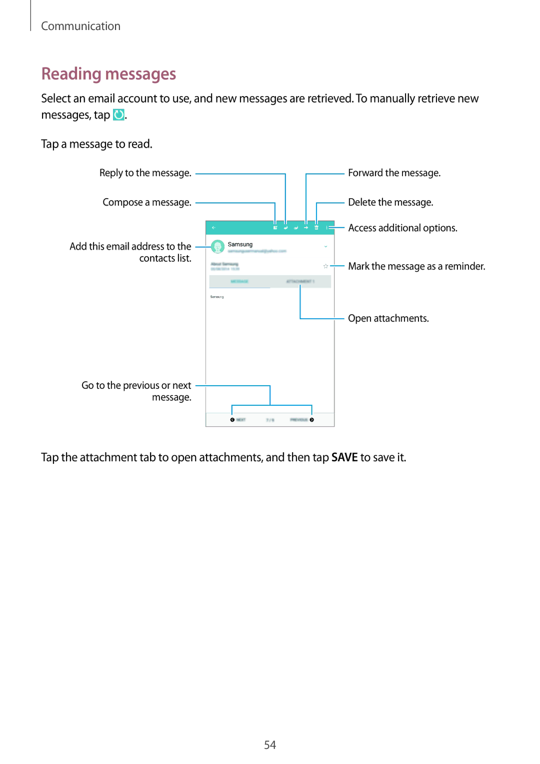 Samsung SM-T331NZWASER, SM-T331NYKAKSA, SM-T331NYKAXXV, SM-T331NZWAXXV, SM-T331NYKASER manual Reading messages 