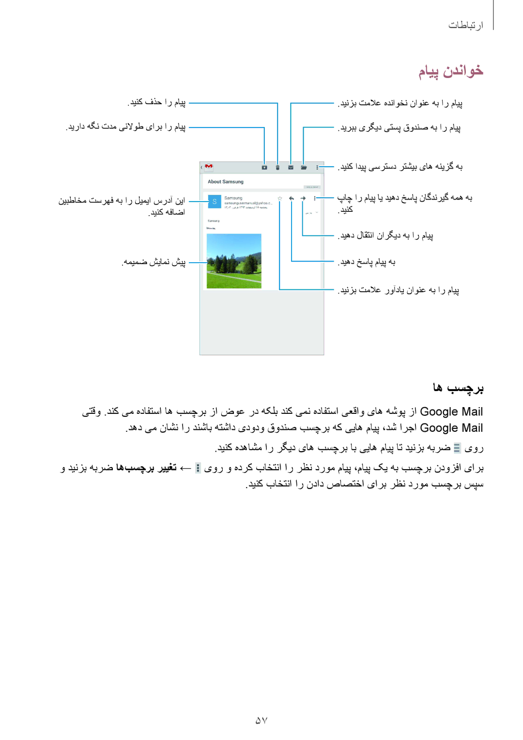 Samsung SM-T331NYKAKSA manual اه بسچرب, دینک باختنا ار نداد صاصتخا یارب رظن دروم بسچرب سپس 