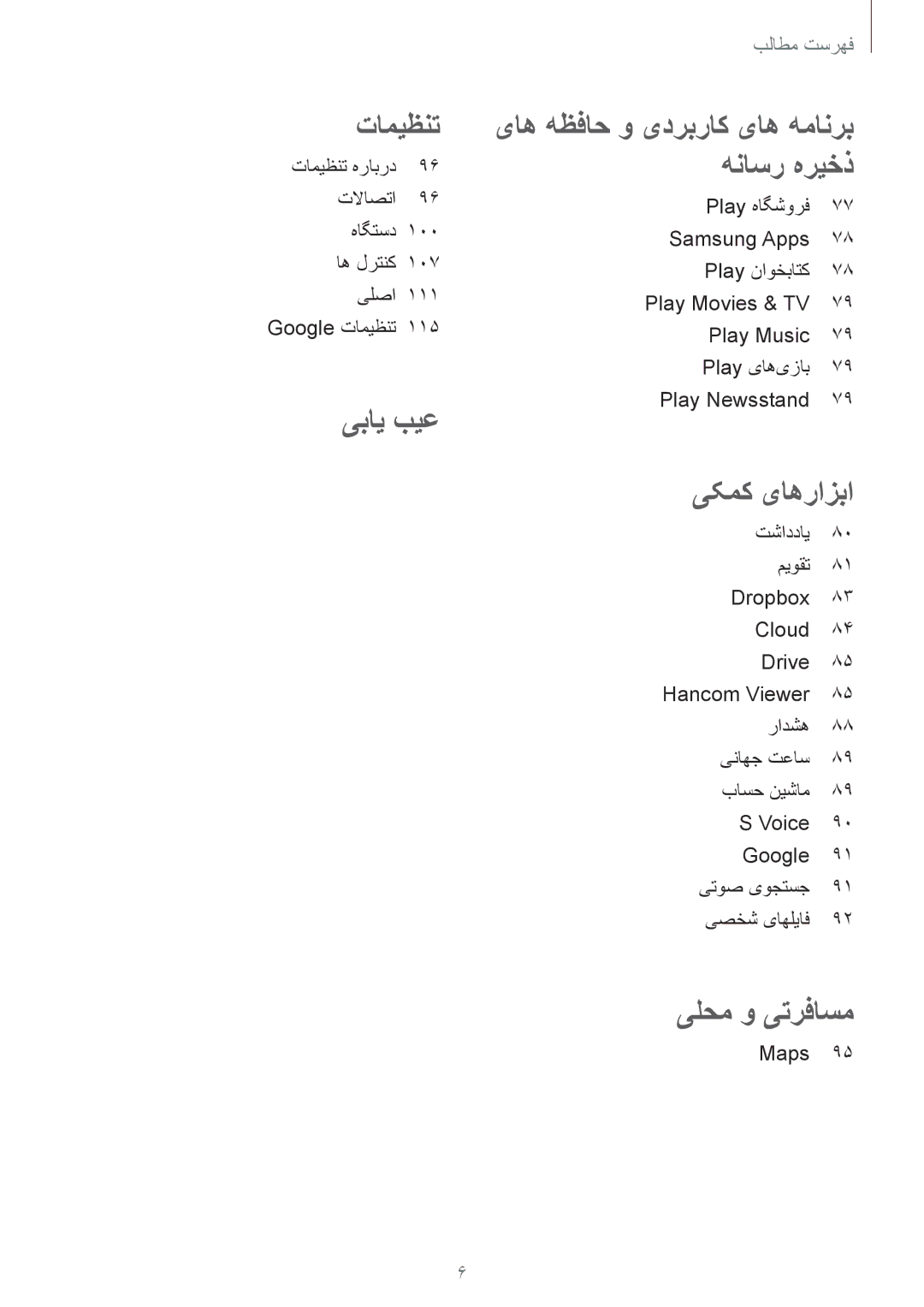 Samsung SM-T331NYKAKSA manual یاه هظفاح و یدربراک یاه همانرب هناسر هریخذ, Maps 