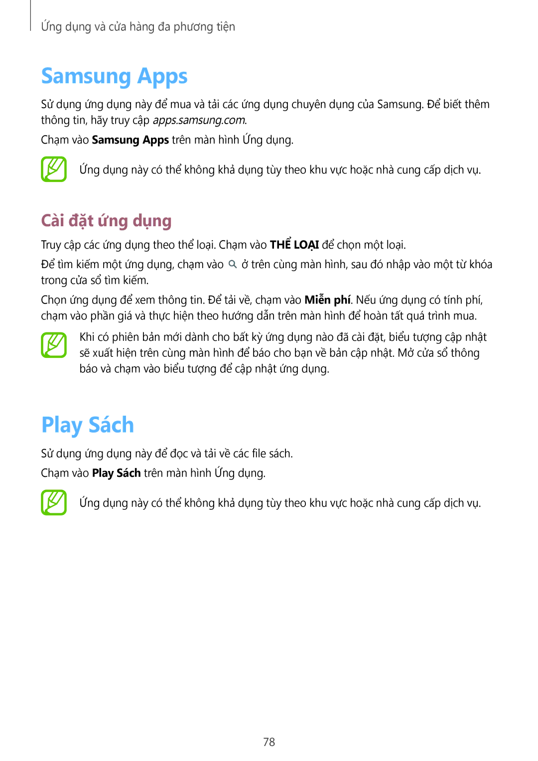 Samsung SM-T331NYKAXXV, SM-T331NZWAXXV manual Samsung Apps, Play Sách 