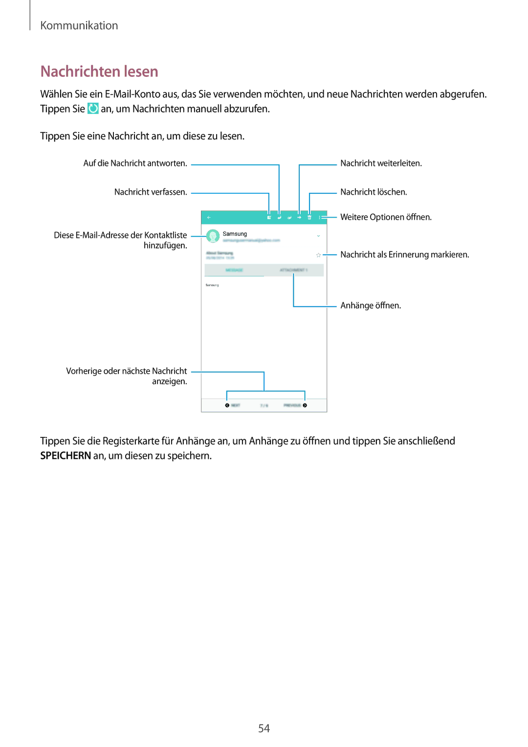 Samsung SM-T335NZWAATO, SM-T335NYKAATO, SM-T335NYKAEUR, SM-T335NYKACOS, SM-T335NZWAEUR, SM-T335NZWADTM manual Nachrichten lesen 