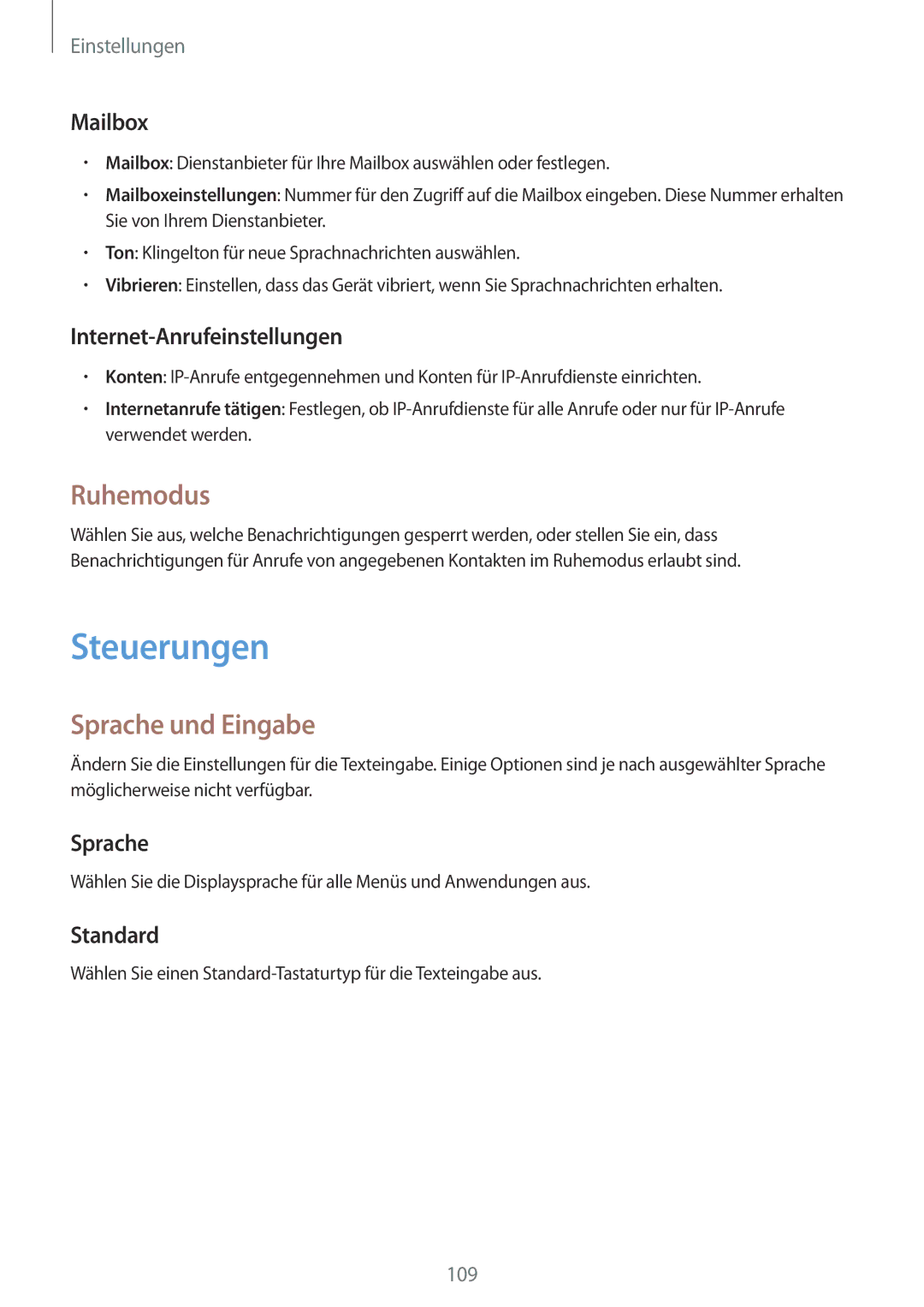 Samsung SM-T335NZWADTM, SM-T335NYKAATO, SM-T335NYKAEUR, SM-T335NYKACOS manual Steuerungen, Ruhemodus, Sprache und Eingabe 