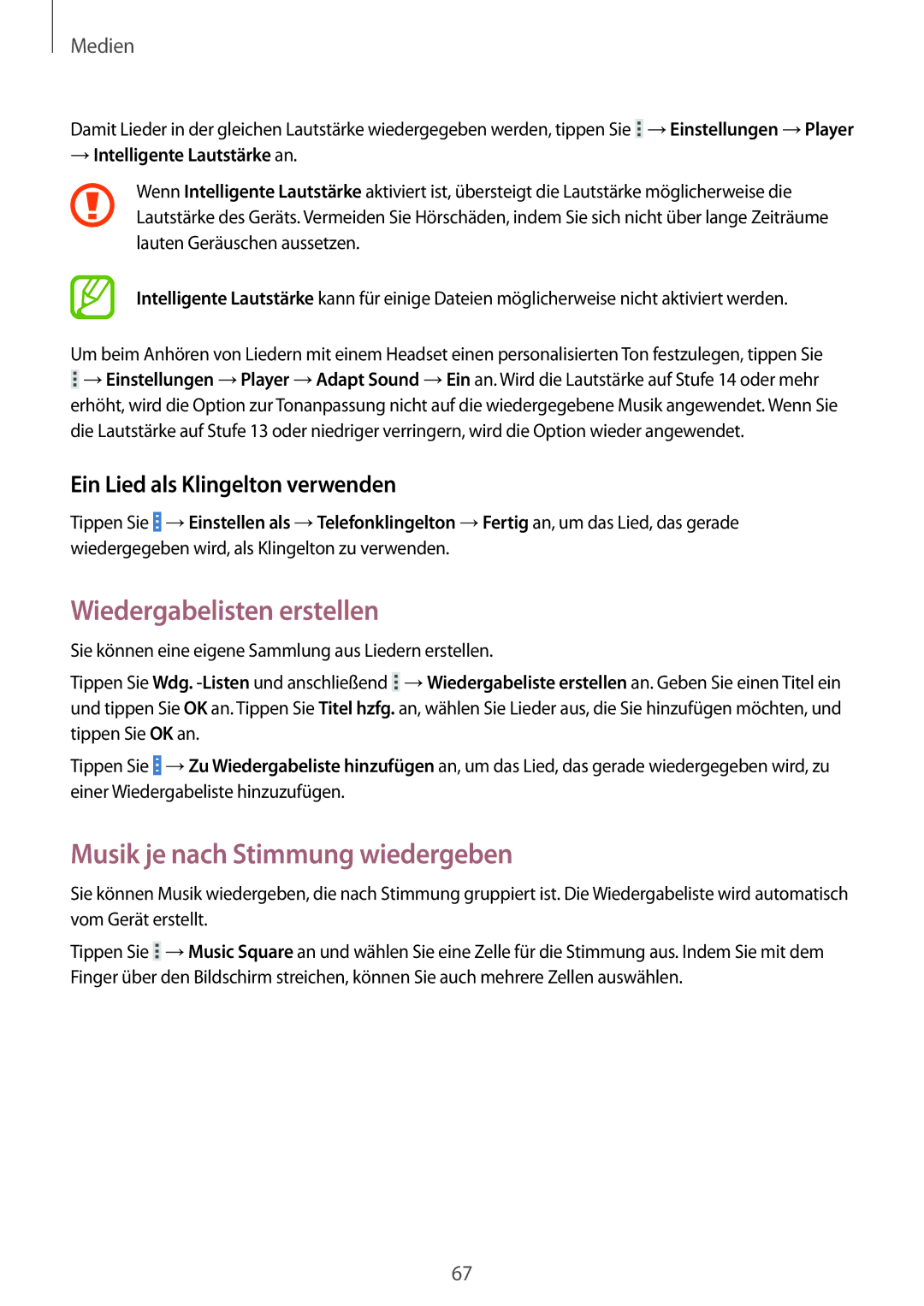Samsung SM-T335NZWADTM Wiedergabelisten erstellen, Musik je nach Stimmung wiedergeben, Ein Lied als Klingelton verwenden 