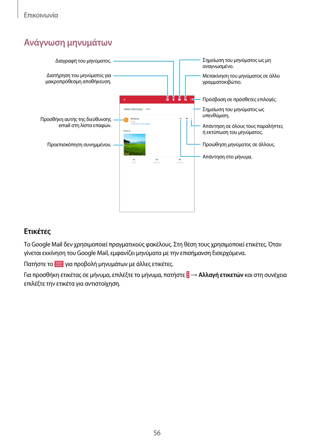 Samsung SM-T335NYKAEUR, SM-T335NYKACOS, SM-T335NZWAEUR, SM-T335NZWACOS manual Ετικέτες 