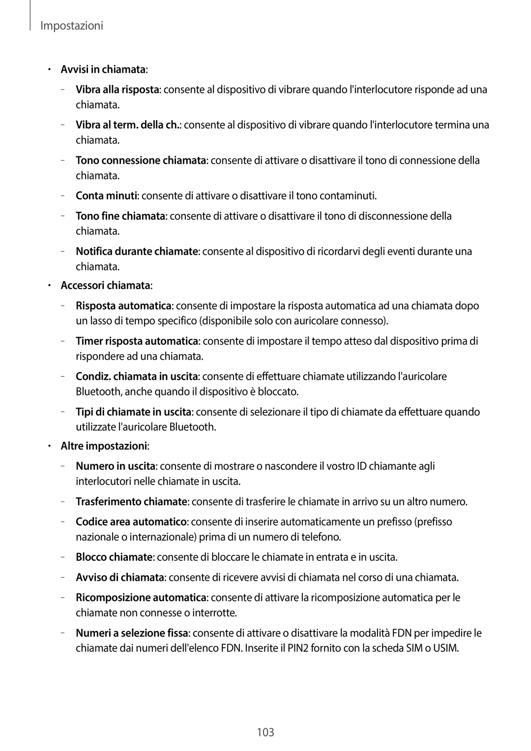 Samsung SM-T335NZWAITV, SM-T335NZWAHUI, SM-T335NZWAOMN manual Avvisi in chiamata, Accessori chiamata, Altre impostazioni 