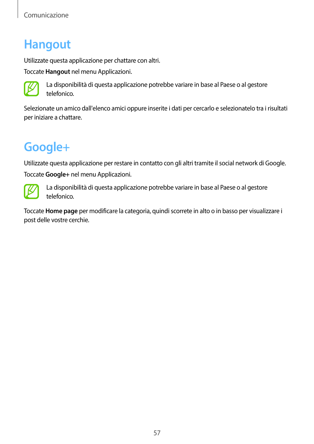 Samsung SM-T335NZWATIM, SM-T335NZWAHUI, SM-T335NZWAOMN, SM-T335NZWAITV, SM-T335NYKAITV manual Hangout, Google+ 