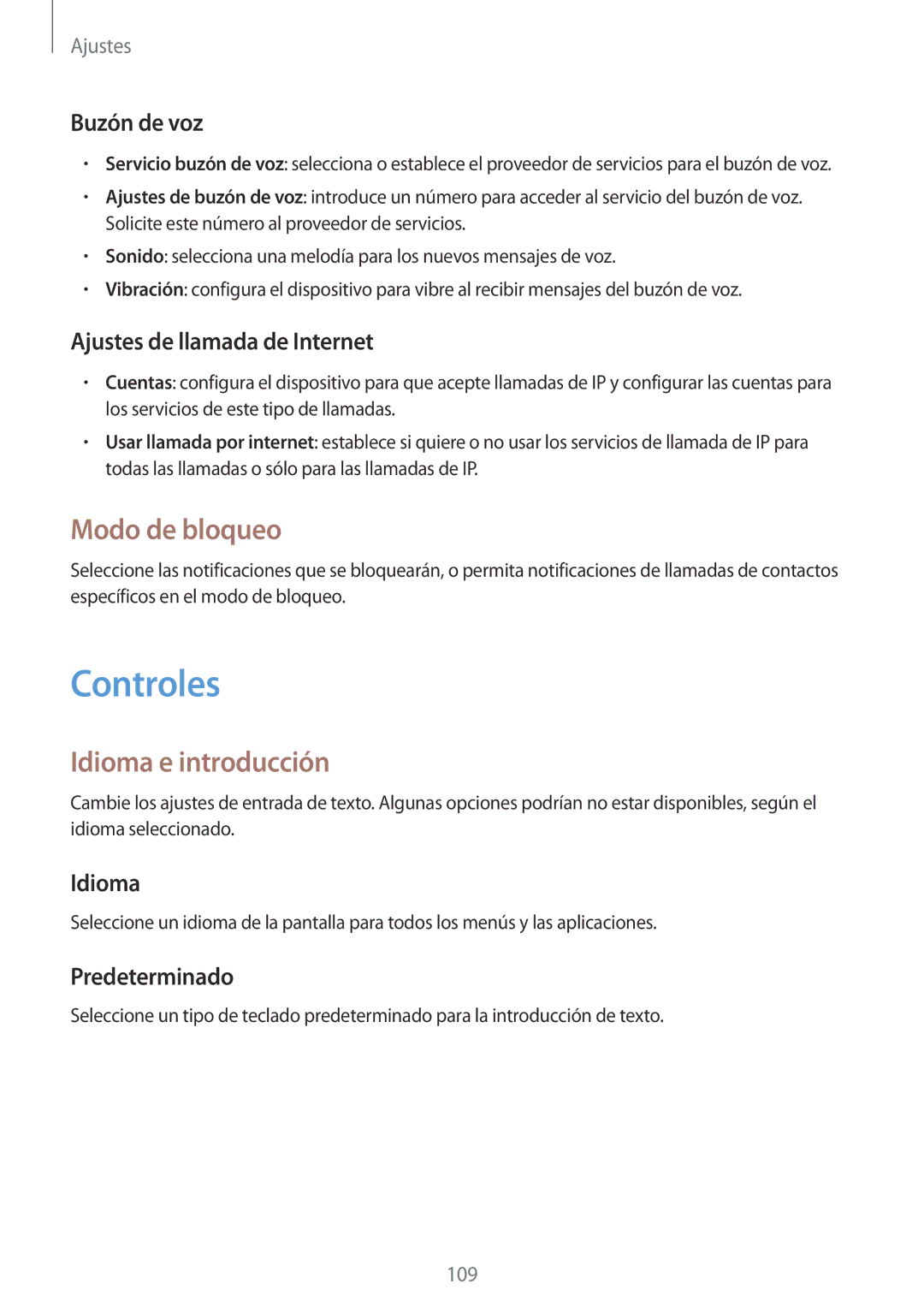 Samsung SM-T335NYKAATL, SM-T335NZWAPHE, SM-T335NYKAPHE manual Controles, Modo de bloqueo, Idioma e introducción 