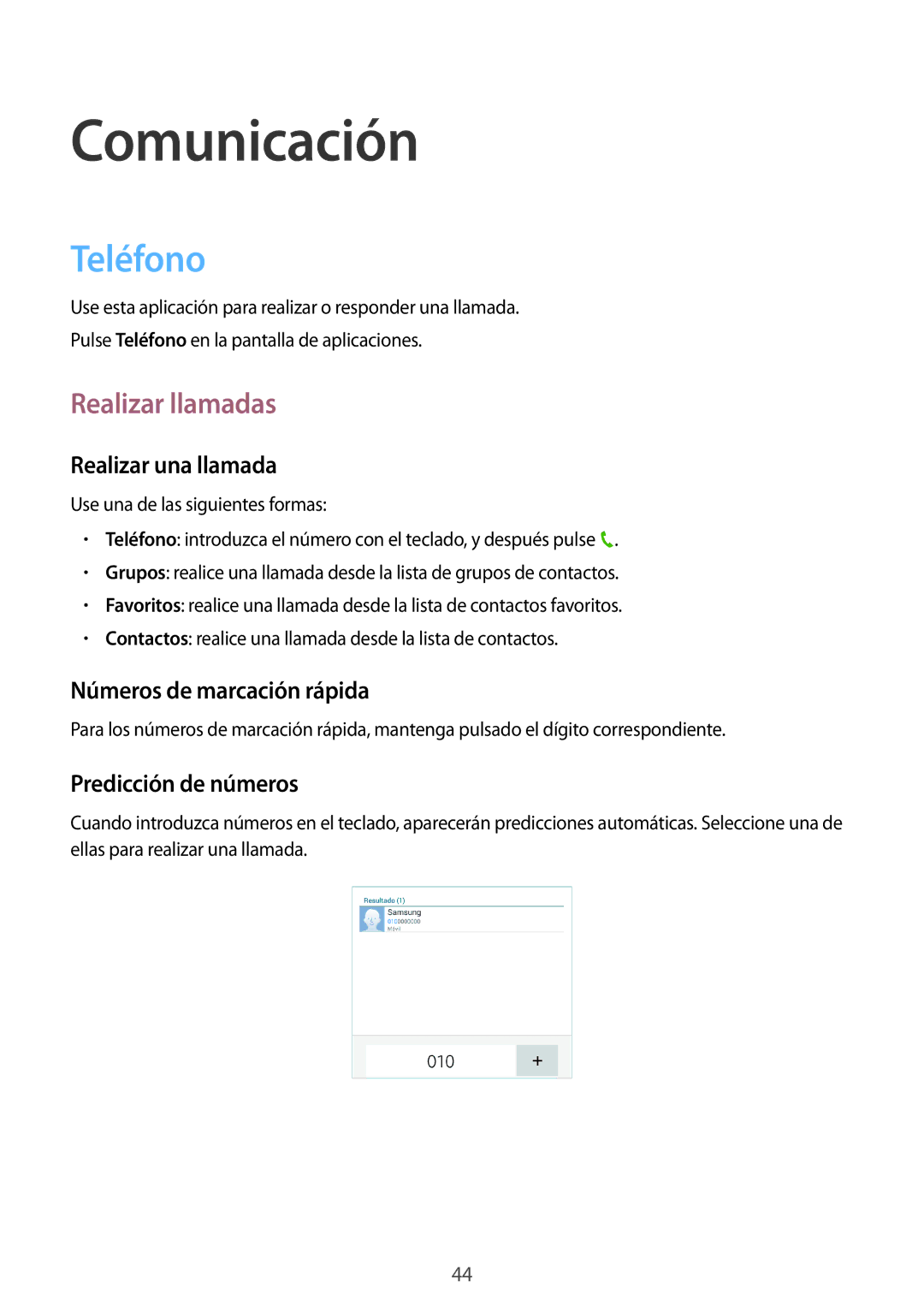 Samsung SM-T335NYKAPHE, SM-T335NZWAPHE, SM-T335NYKAATL manual Comunicación, Teléfono, Realizar llamadas 