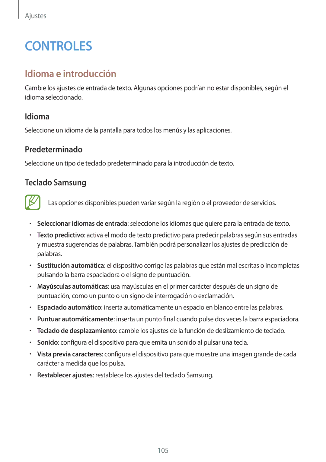 Samsung SM-T335NZWAPHE, SM-T335NYKAATL, SM-T335NYKAPHE manual Idioma e introducción, Predeterminado, Teclado Samsung 