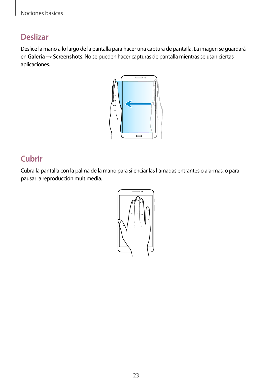 Samsung SM-T335NYKAPHE, SM-T335NZWAPHE, SM-T335NYKAATL manual Deslizar, Cubrir 