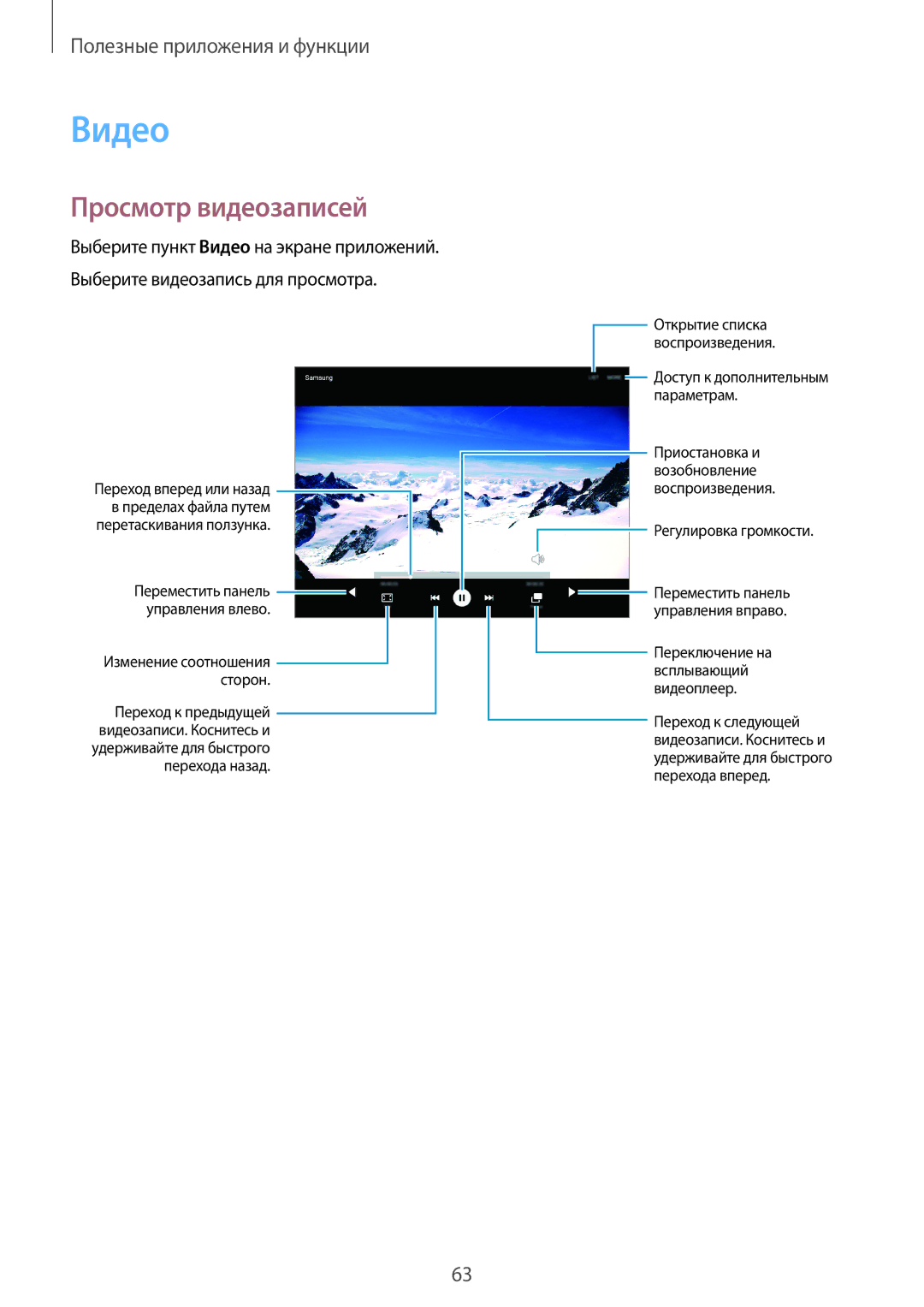 Samsung SM-T355NZWASER, SM-T355NZKASER manual Видео, Просмотр видеозаписей 