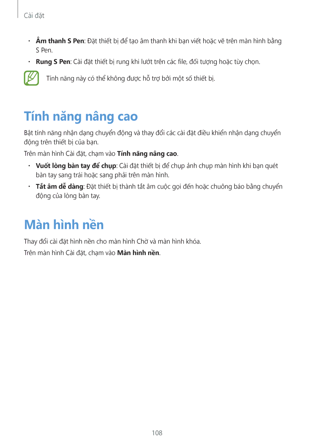 Samsung SM-T355YZWAXXV, SM-P355NZAAXXV, SM-P555NZWAXXV, SM-P555NZAAXXV, SM-P355NZWAXXV manual Tính năng nâng cao, Màn hình nền 