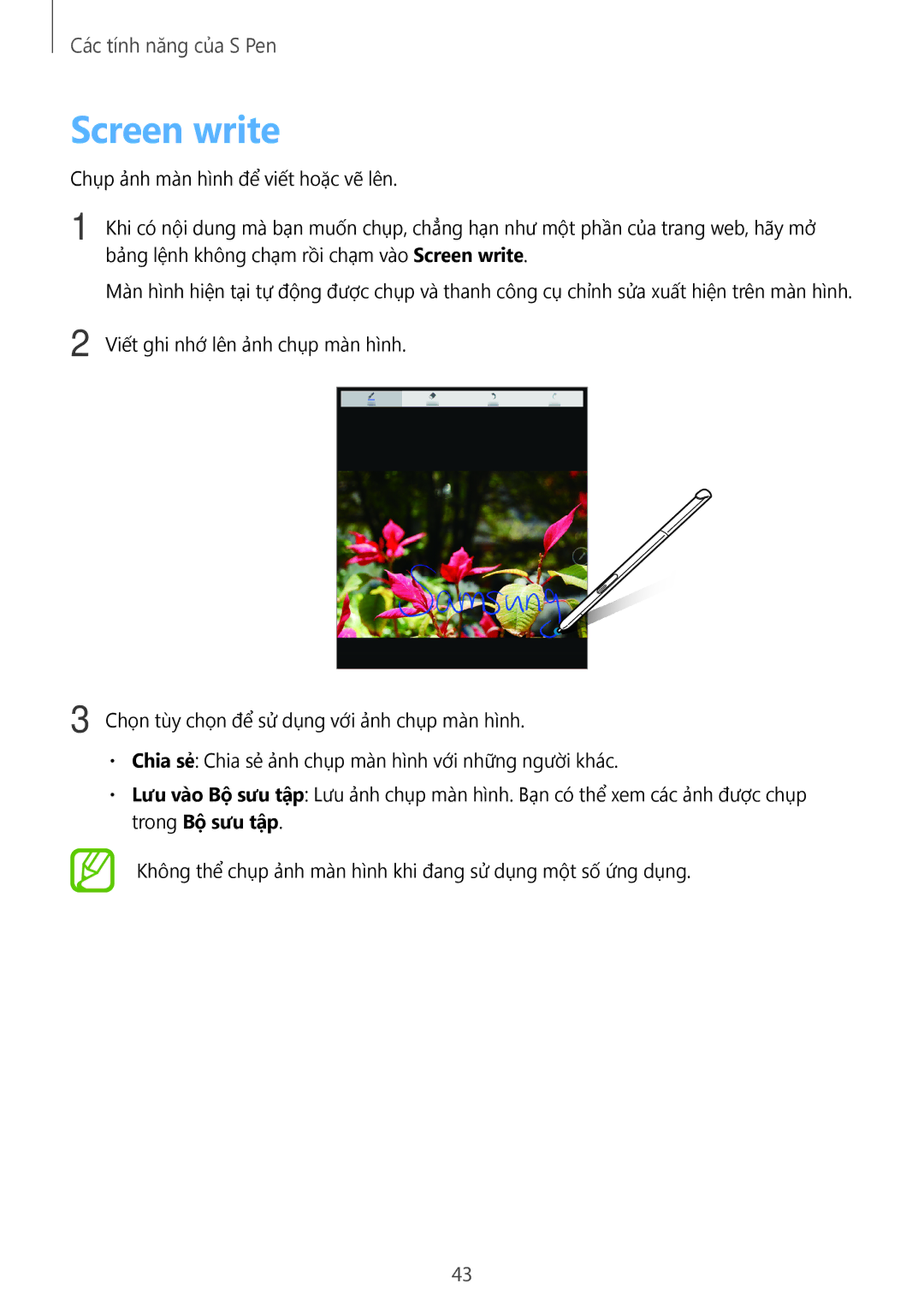 Samsung SM-P355NZAAXXV, SM-T355YZWAXXV, SM-P555NZWAXXV, SM-P555NZAAXXV, SM-P355NZWAXXV, SM-T355YZAAXXV manual Screen write 