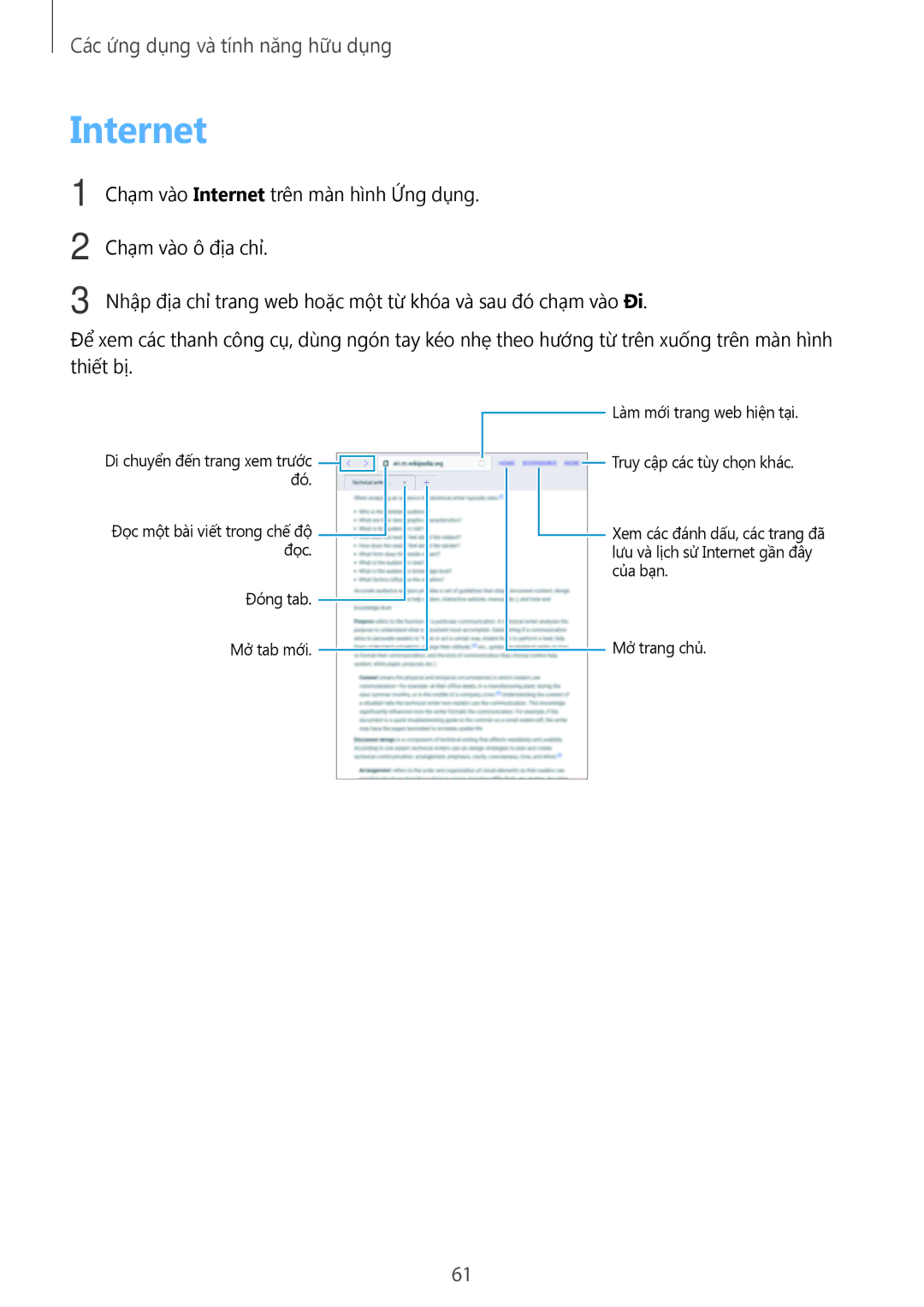 Samsung SM-T355YZAAXXV, SM-T355YZWAXXV manual Internet 