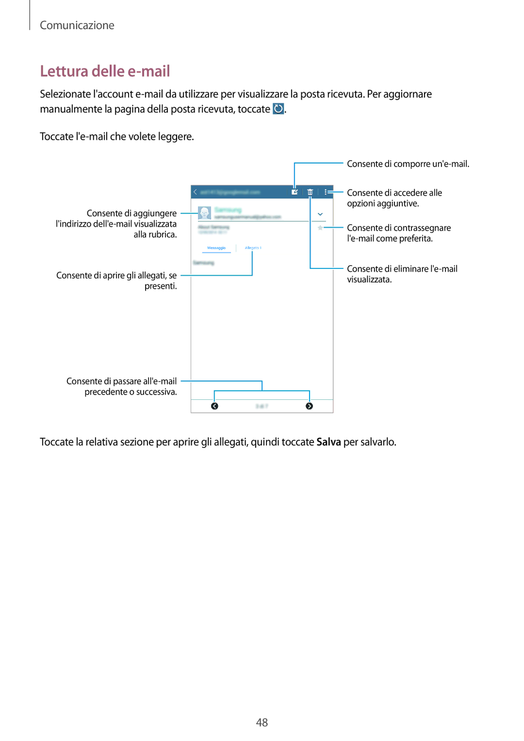 Samsung SM-T360NNGAITV manual Lettura delle e-mail 