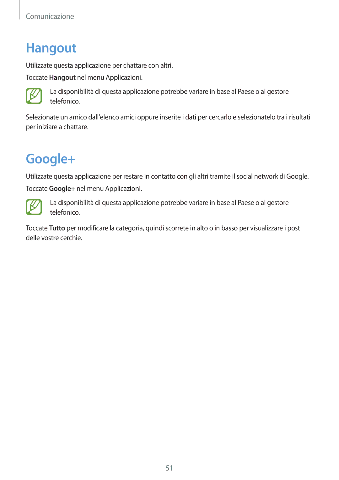 Samsung SM-T360NNGAITV manual Hangout, Google+ 