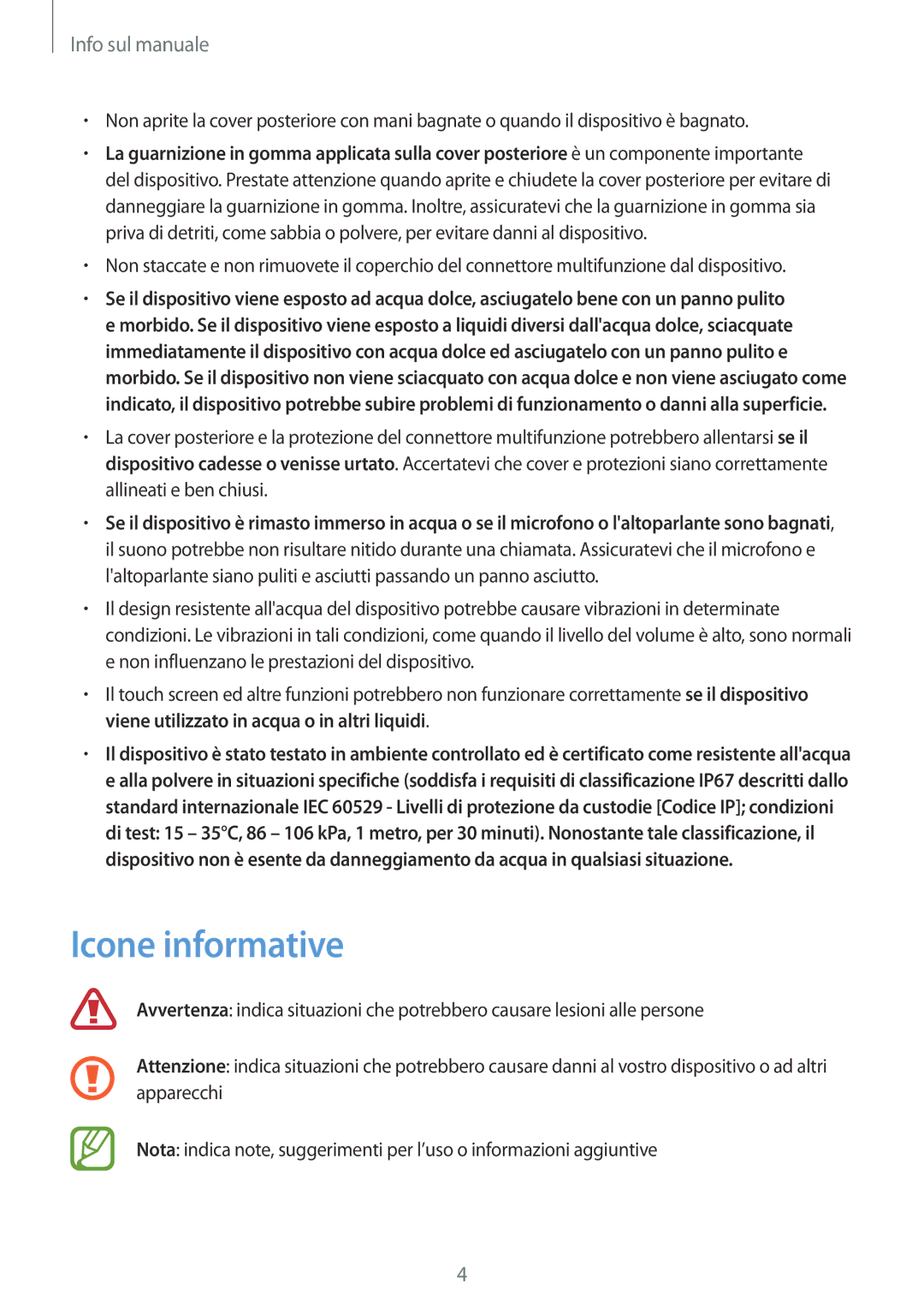 Samsung SM-T360NNGAITV manual Icone informative 