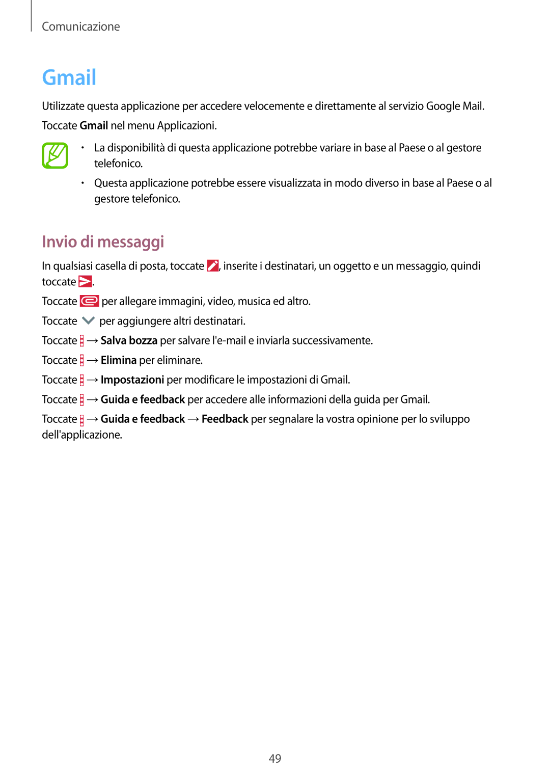 Samsung SM-T360NNGAITV manual Gmail 