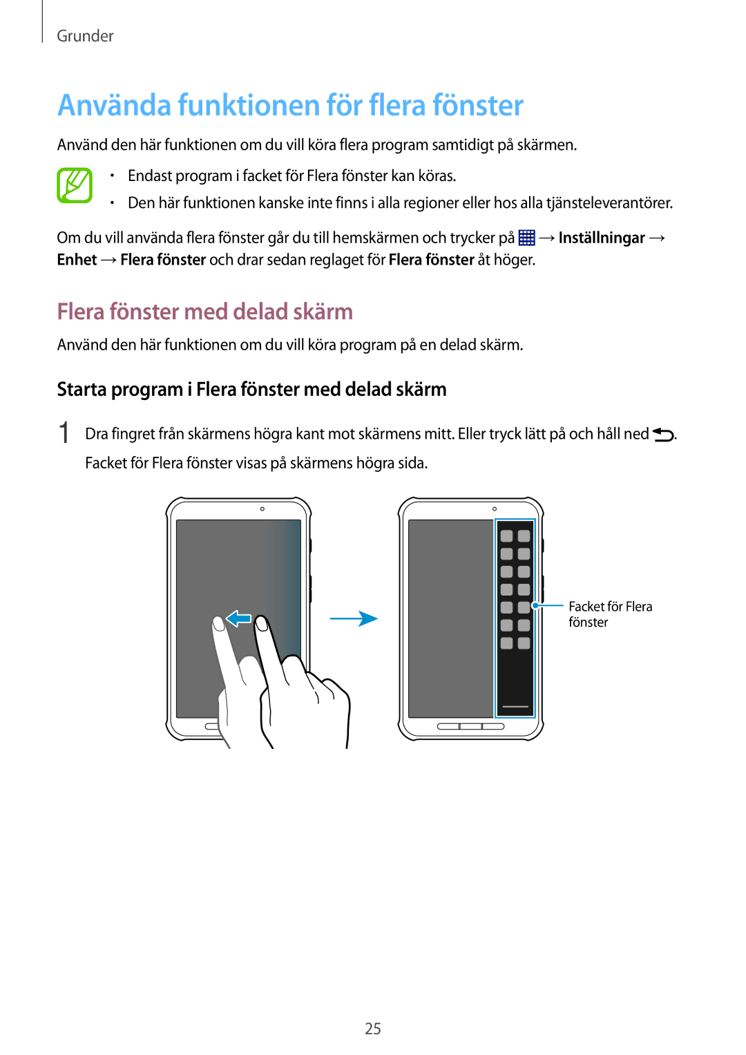 Samsung SM-T360NNGANEE manual Fönster 