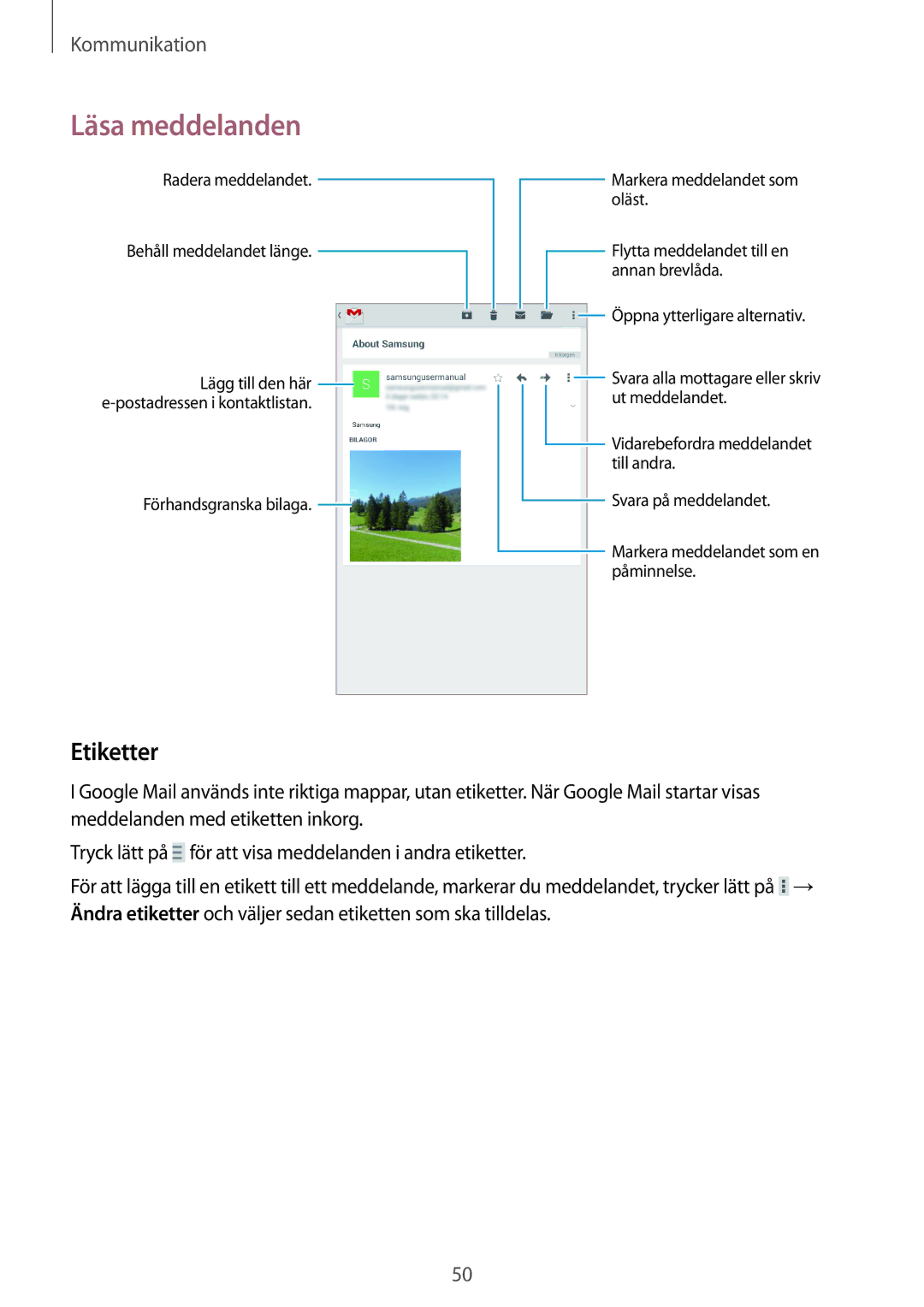 Samsung SM-T360NNGANEE manual Etiketter 