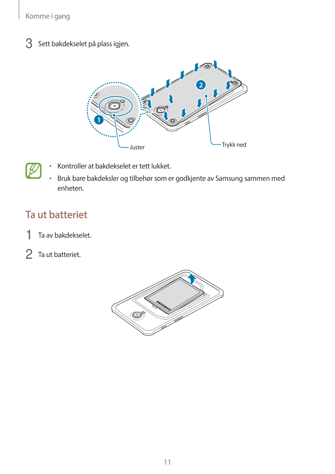 Samsung SM-T360NNGANEE manual Ta ut batteriet 