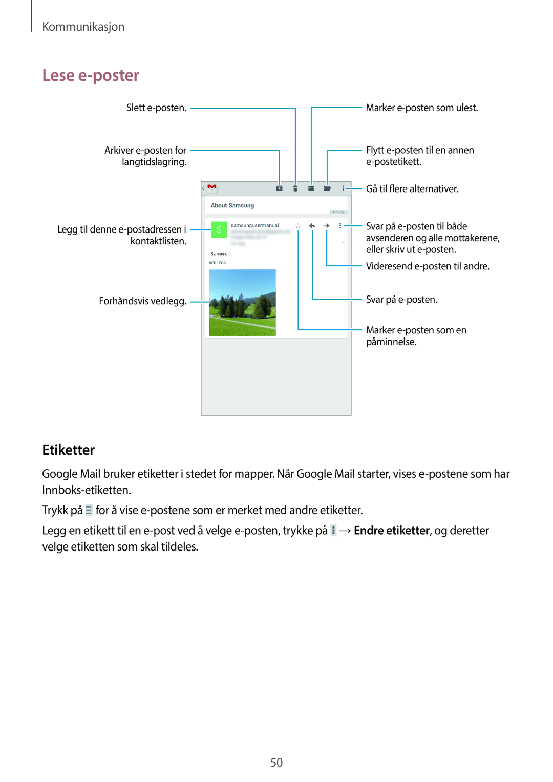 Samsung SM-T360NNGANEE manual Etiketter 