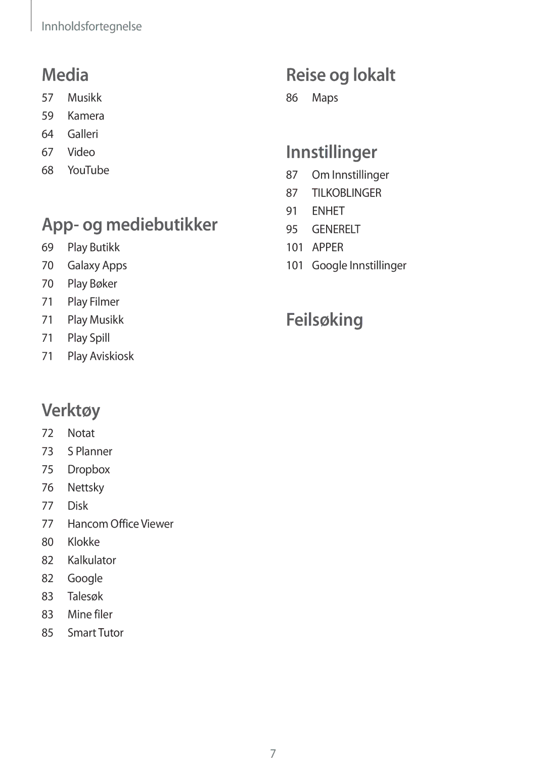 Samsung SM-T360NNGANEE manual Media 