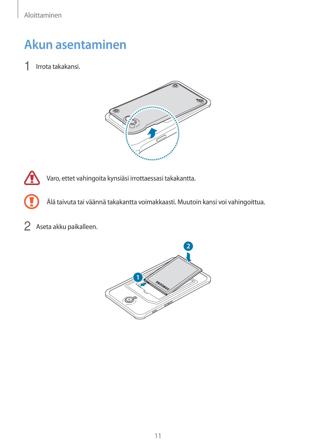 Samsung SM-T360NNGANEE manual Akun asentaminen 