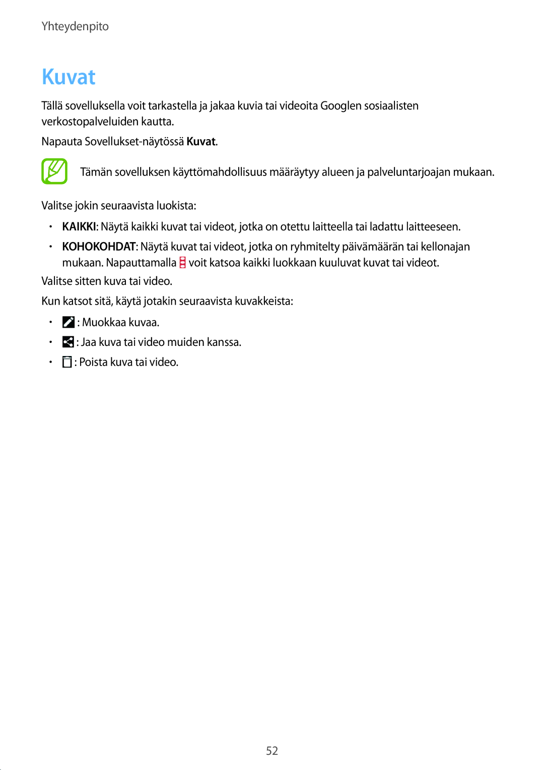 Samsung SM-T360NNGANEE manual Kuvat 