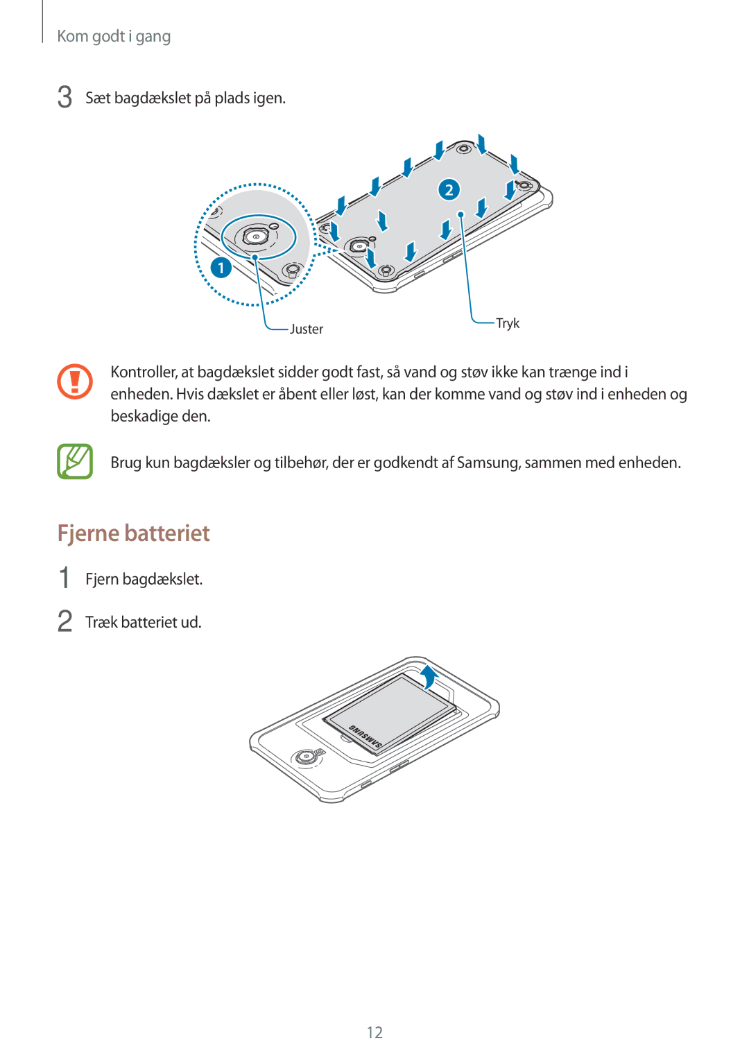 Samsung SM-T360NNGANEE manual Fjerne batteriet 