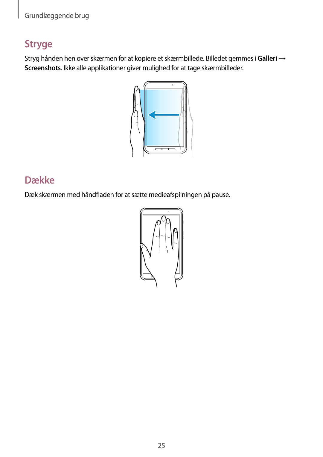 Samsung SM-T360NNGANEE manual Stryge, Dække 