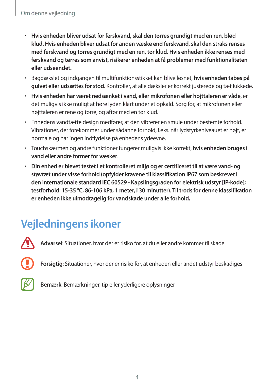 Samsung SM-T360NNGANEE manual Vejledningens ikoner 