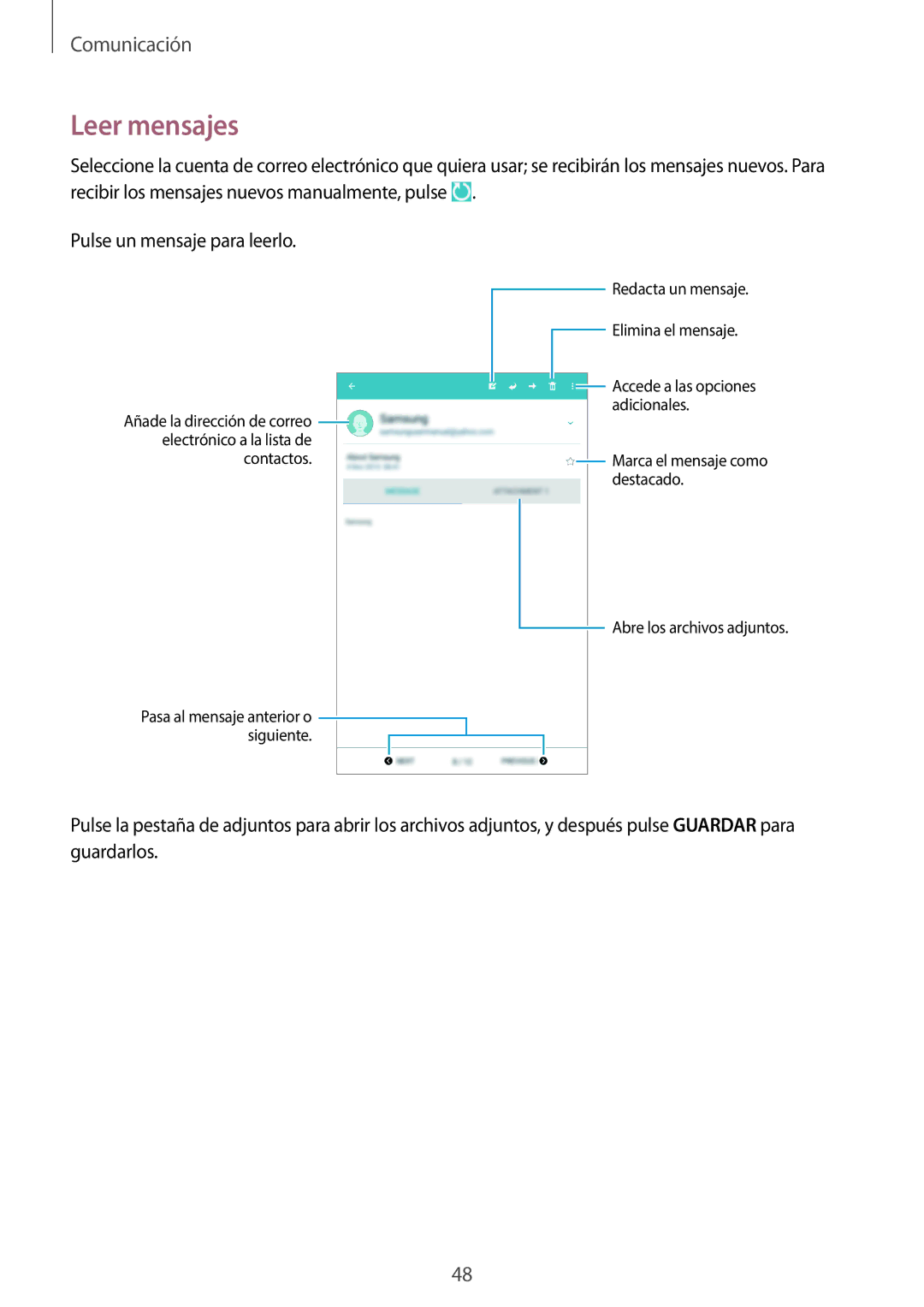 Samsung SM-T360NNGAPHE, SM-T360NNGATPH manual Leer mensajes 