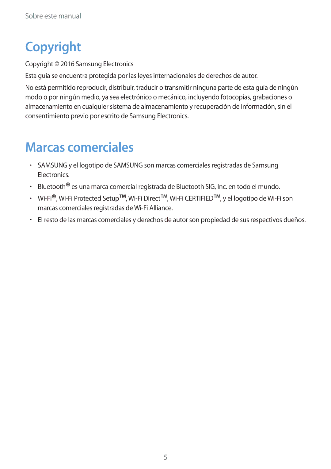 Samsung SM-T360NNGATPH, SM-T360NNGAPHE manual Copyright, Marcas comerciales 