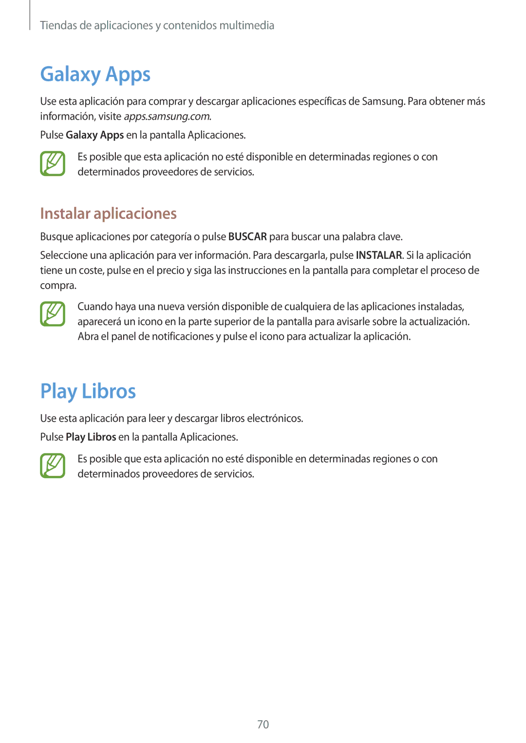 Samsung SM-T360NNGAPHE, SM-T360NNGATPH manual Galaxy Apps, Play Libros 