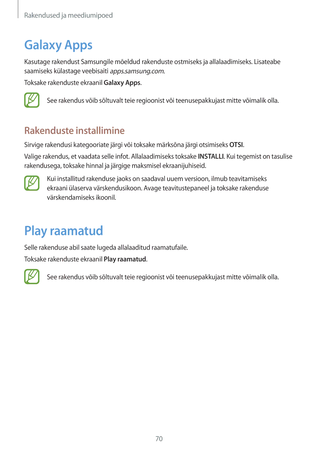 Samsung SM-T360NNGASEB manual Galaxy Apps, Play raamatud 