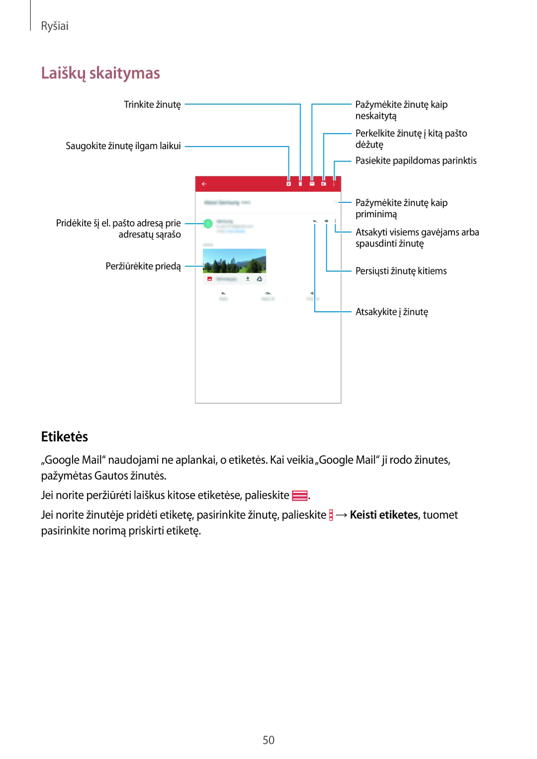 Samsung SM-T360NNGASEB manual Etiketės 