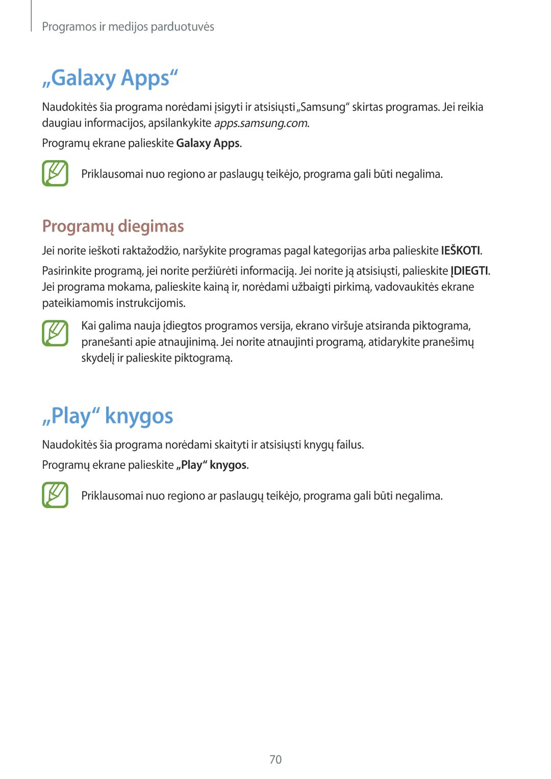 Samsung SM-T360NNGASEB manual „Galaxy Apps, „Play knygos 