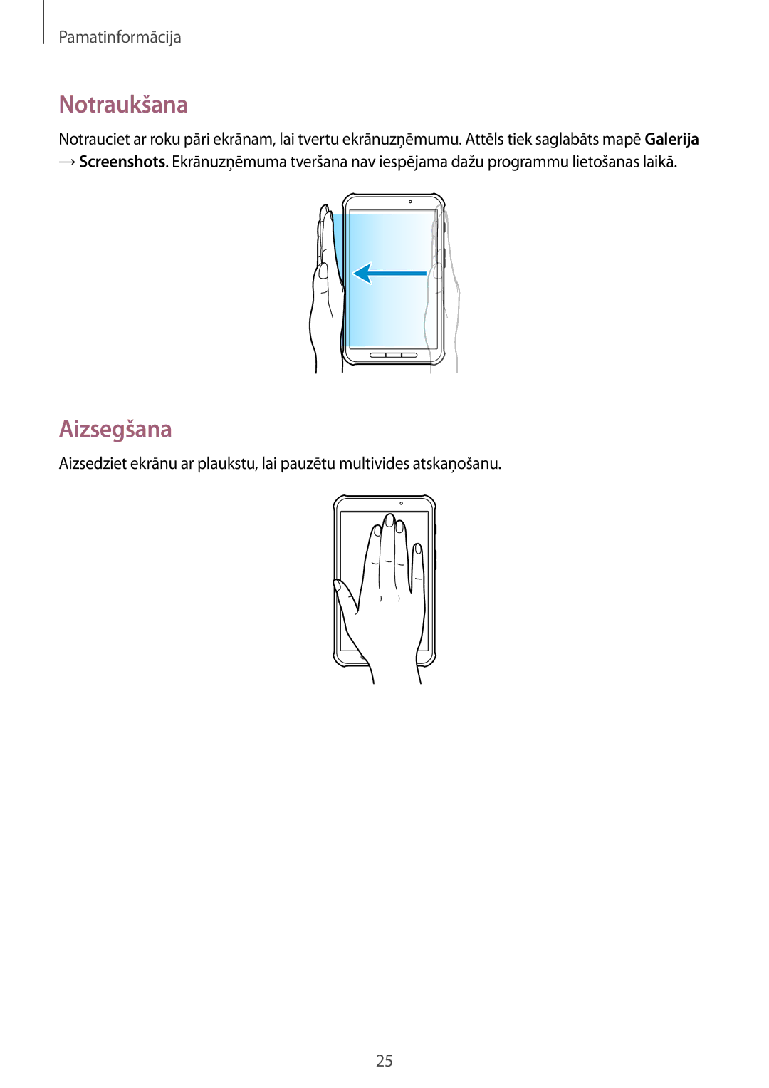 Samsung SM-T360NNGASEB manual Notraukšana, Aizsegšana 