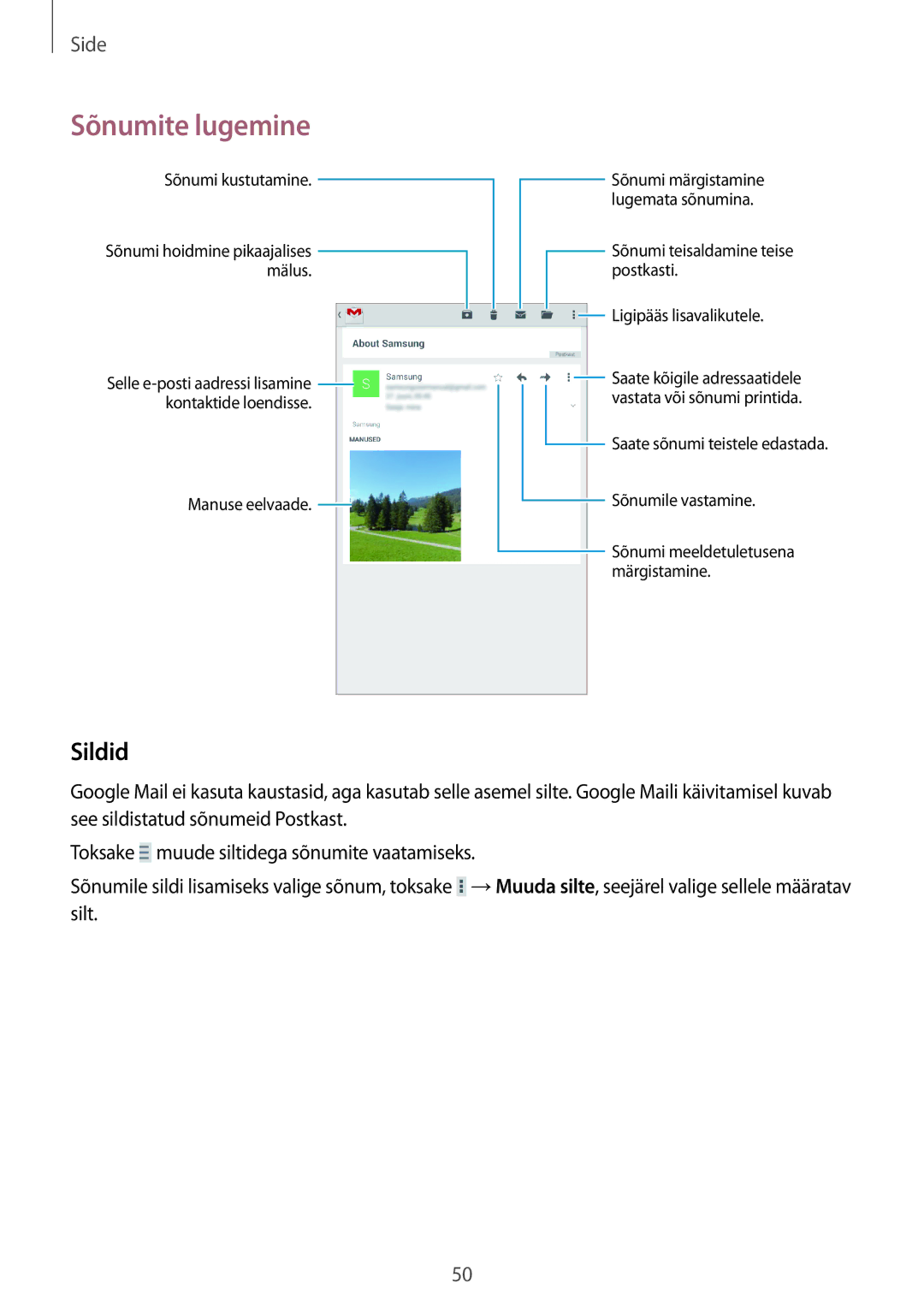 Samsung SM-T360NNGASEB manual Sildid 